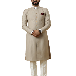 Classic Khaki Achkan for Men | Elegant Ethnic Wear | Jaipurio